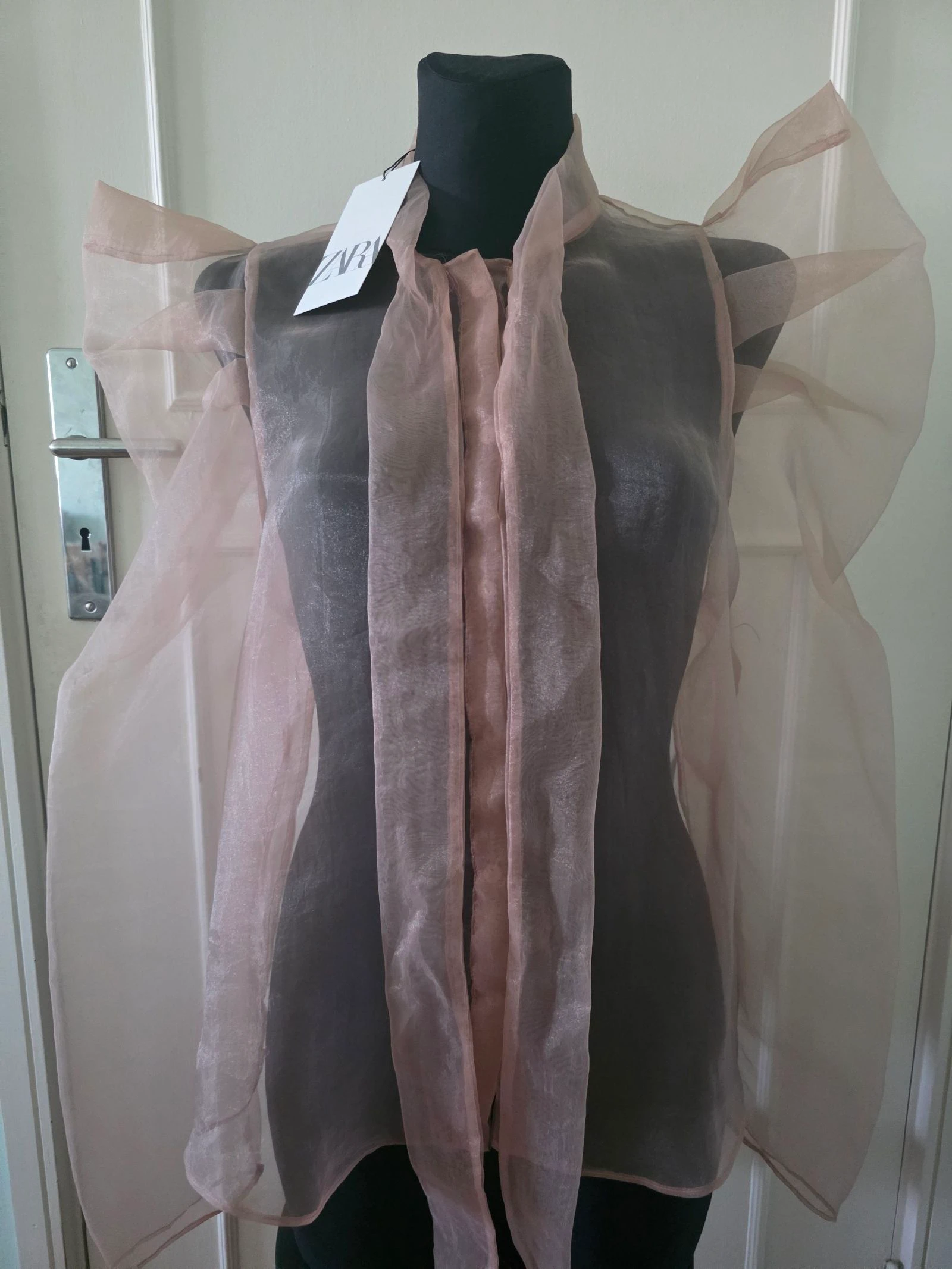 Roze Organza Blouse met Lint Nieuw | Zara | Maat XL – photo 2